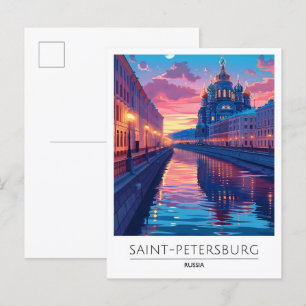 Nacht in Sankt Petersburg Russland Reisen Postkarte