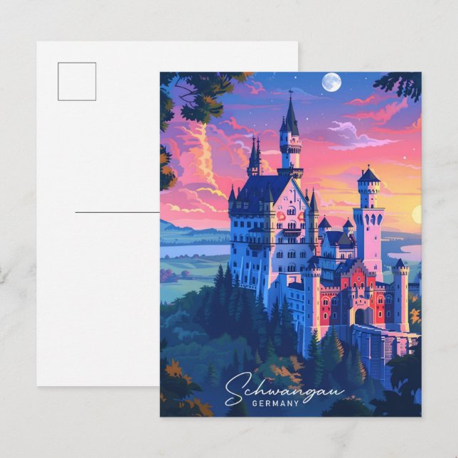 Nacht in Schwangau Deutschland Reisen Postkarte (Vorne/Hinten)