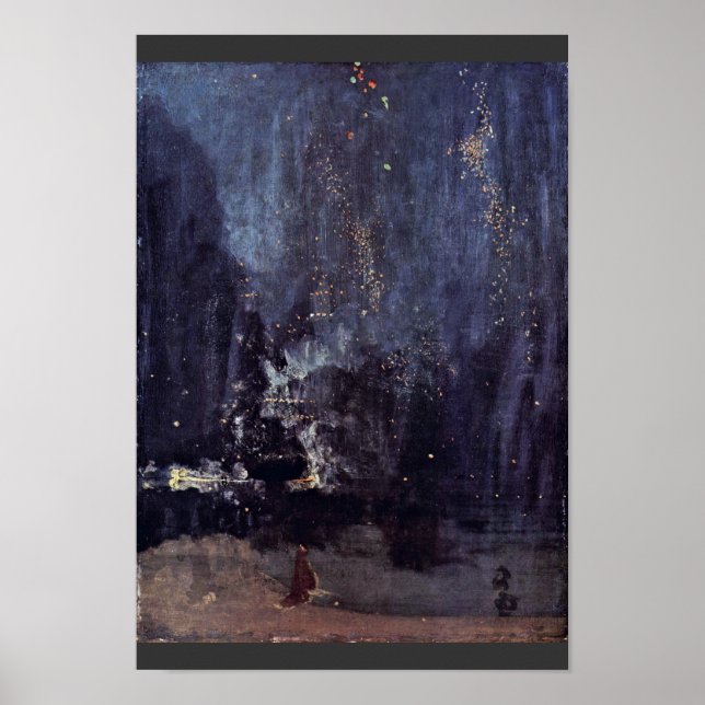 Nacht in Schwarz und Gold die abfallende Rakete vo Poster (Vorne)