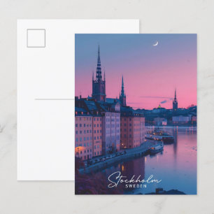 Nacht in Stockholm Schweden Vintage Reise Postkarte
