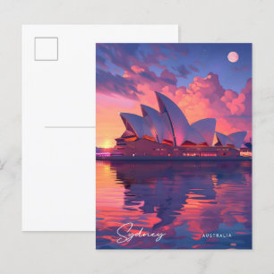 Nacht in Sydney Australien Vintage Travel Postkarte