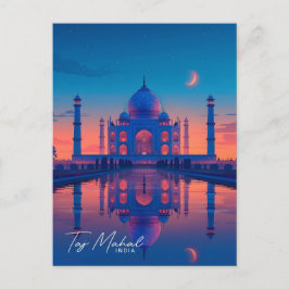 Nacht in Taj Mahal India Vintage Travel Postkarte