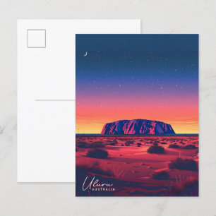 Nacht in Uluru Australien Vintage Travel Postkarte