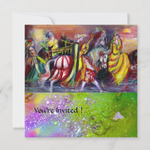 NACHT, lila, rosa grüne Glitzern Einladung