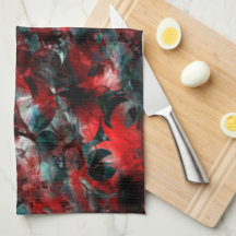 Nacht mit ausgestrahlten roten Blätter, die auf As