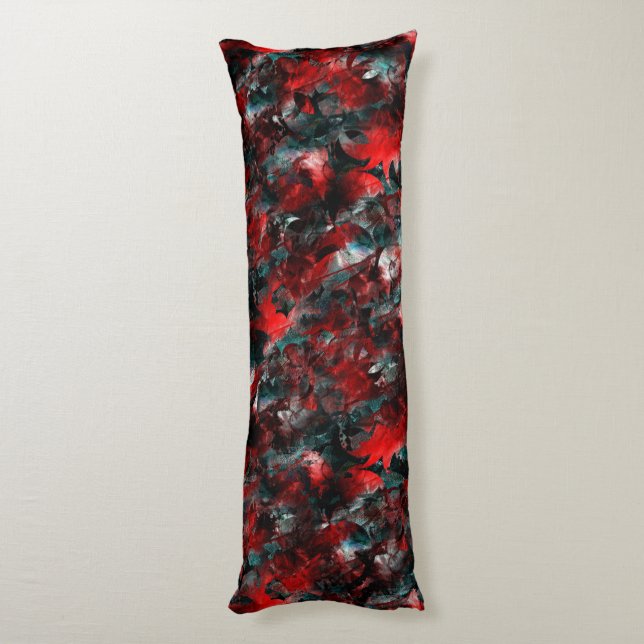 Nacht mit ausgestrahlten roten Blätter, die auf As Seitenschläferkissen (Rückseite (Vertikal))