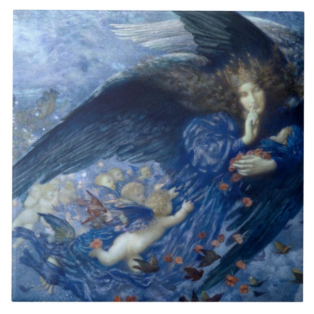 Nacht mit ihrer Train of Stars (Engel mit Cherubs) Fliese (Vorderseite)