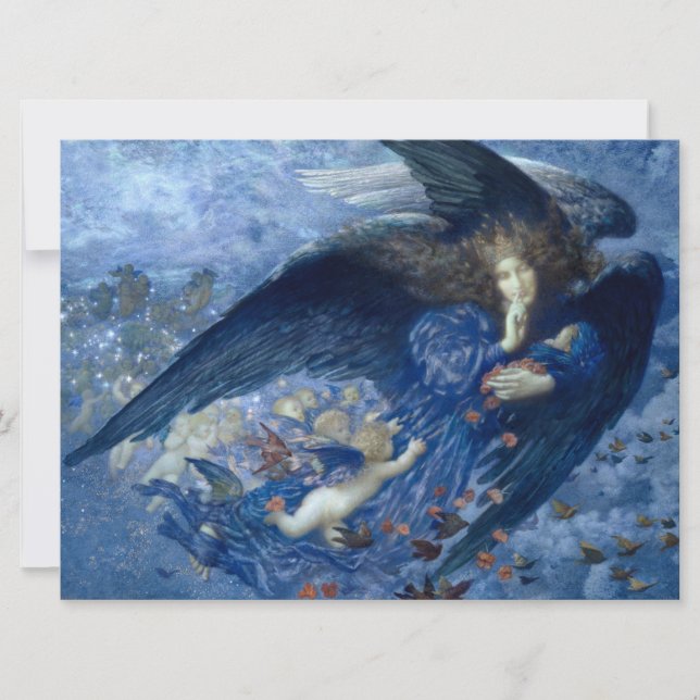 Nacht mit ihrer Train of Stars (Engel mit Cherubs) Karte (Vorderseite)