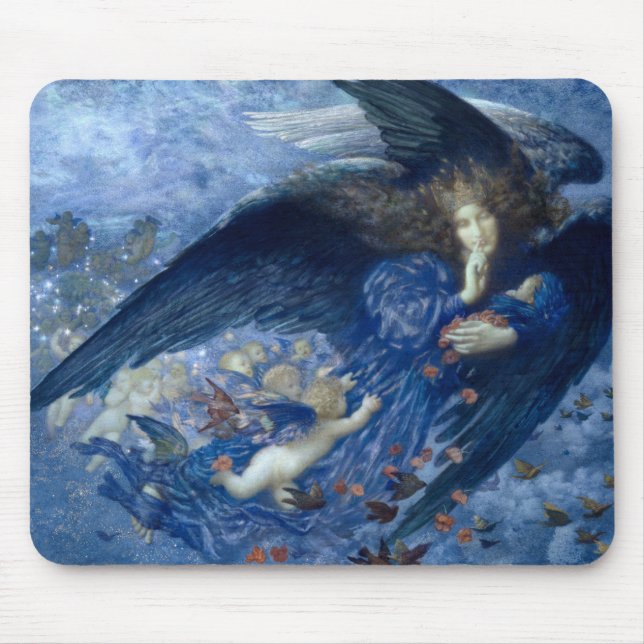 Nacht mit ihrer Train of Stars (Engel mit Cherubs) Mousepad (Vorne)