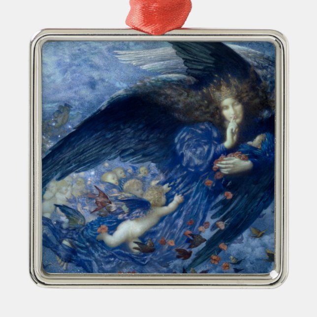 Nacht mit ihrer Train of Stars (Engel mit Cherubs) Ornament Aus Metall (Vorne)