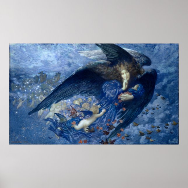 Nacht mit ihrer Train of Stars (Engel mit Cherubs) Poster (Vorne)