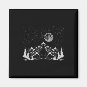 Nacht Outdoor Natur Bäume Berge Wald Mond H Magnet