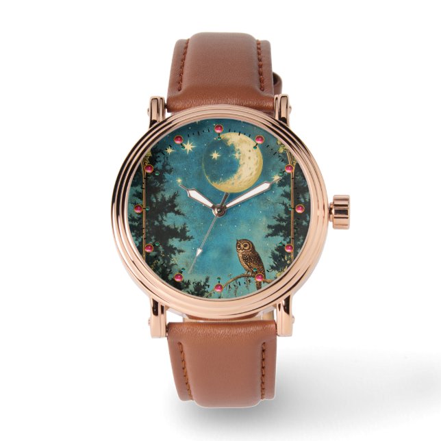 NACHT OWL VOLLSTÄNDIG MOND UND STARRY NACHT ARMBANDUHR (Vorderseite)