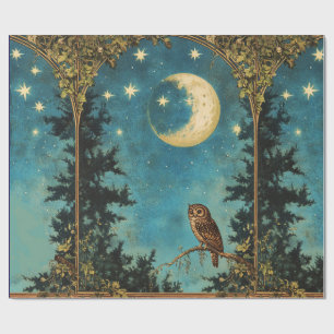 NACHT OWL VOLLSTÄNDIG MOND UND STARRY NACHT GESCHENKPAPIER