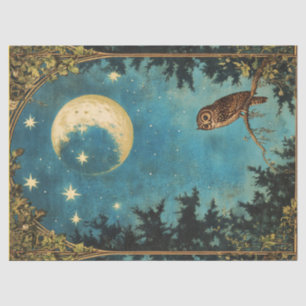 NACHT OWL VOLLSTÄNDIG MOND UND STARRY NACHT SEIDENPAPIER