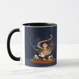 Nacht-Schöpfer-Gemütliche-Herz-Fensterkunst Tasse