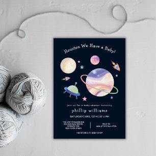 Nacht Schwarze Galaxie Weltraum Mond Stern Baby Sh Einladung