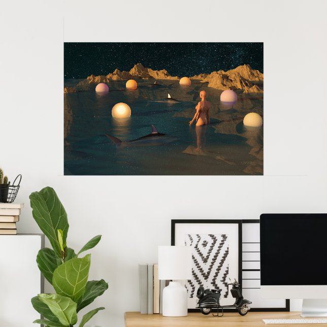 Nacht schwimmen poster (Heimbüro)