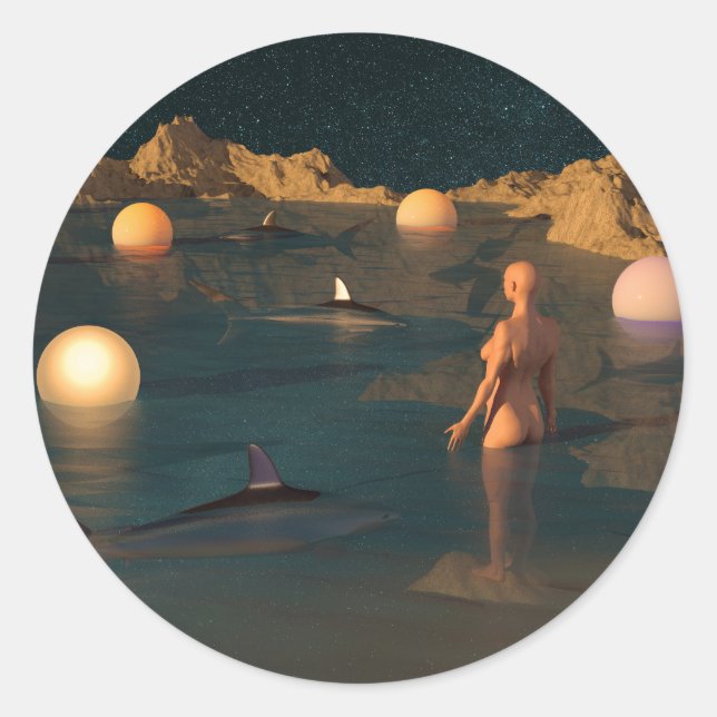 Nacht schwimmen runder aufkleber (Vorderseite)