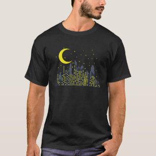 Nacht Skyline mit Halbmond Gebäude City T-Shirt