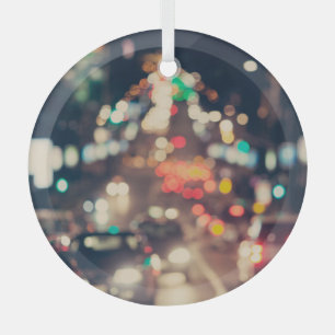 Nacht Stadt: Retro verschwommenes Licht. Ornament Aus Glas