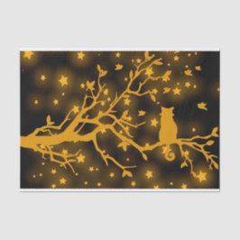 Nacht Stargazing Cat auf einer Baumzweigung Seidenpapier