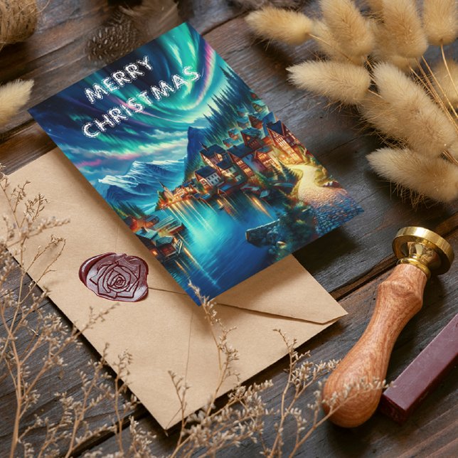 Nacht Symphonie: Lake Serenity Weihnachtskarte Postkarte (Von Creator hochgeladen)