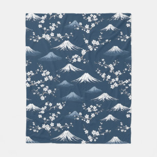 Nacht Szene mit Mount Fuji und Kirschblüten Fleecedecke