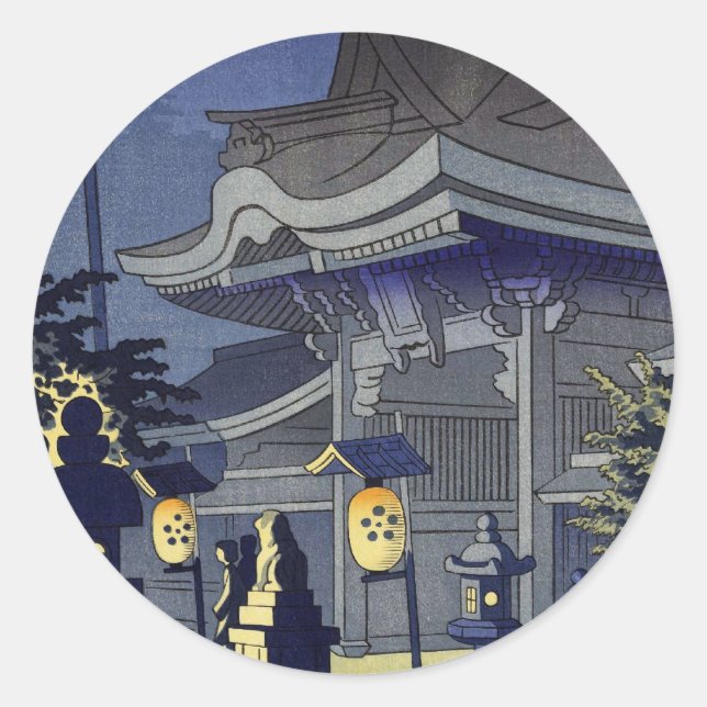 Nacht Szene von Kitano Shrine Asano Takeji Runder Aufkleber (Vorderseite)
