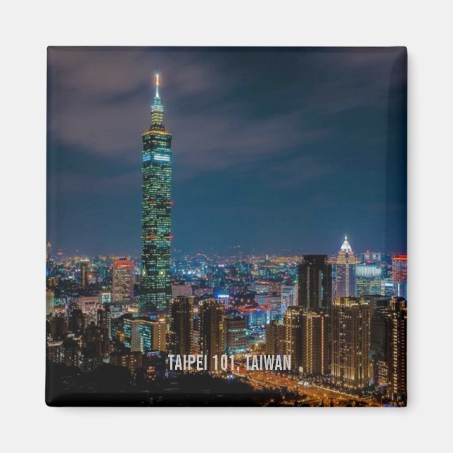 Nacht Szene von Taipei 101, Taiwan Magnet (Vorne)