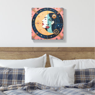 Nacht und Tag Frau im Mond Leinwanddruck
