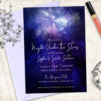 Nacht unter den Sternen Galaxy Sweet 16 Einladung