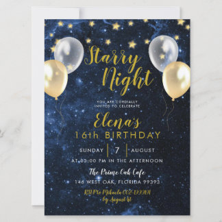 Nacht unter den Sternen Sweet 16 Geburtstag Einlad Einladung