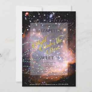 Nacht unter den Sternen Sweet 16 Lila OrangeGalaxy Einladung