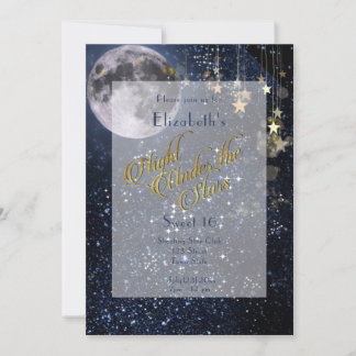 Nacht unter den Sternen Sweet 16 Vollmond Gold Einladung