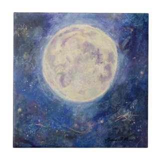 Nacht Vollmond Himmels Himmel Maureen Girard Unive Fliese