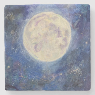 Nacht Vollmond Himmels Himmel Maureen Girard Unive Steinuntersetzer