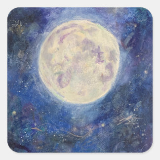 Nacht Vollmond Himmelsgewölbe Maureen Girard Unive Quadratischer Aufkleber