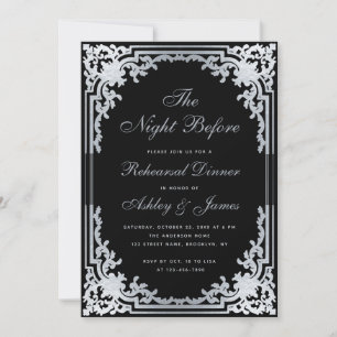 Nacht Vor Black Faux Silber Probeessen Einladung
