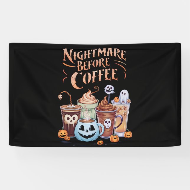 Nacht vor Coffee Pumpkin Gewürz Halloween Banner (Horizontal)