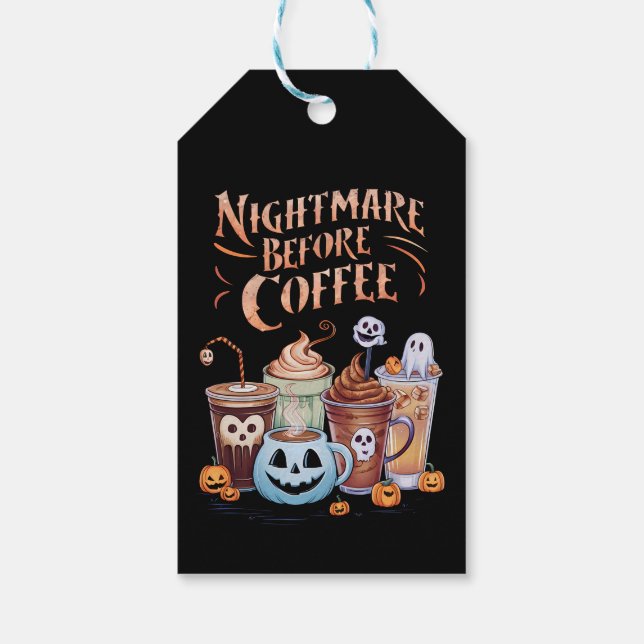 Nacht vor Coffee Pumpkin Gewürz Halloween Geschenkanhänger (Rückseite)
