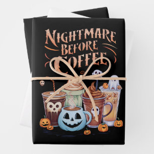 Nacht vor Coffee Pumpkin Gewürz Halloween Geschenkpapier Set