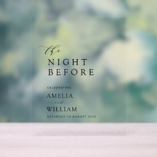 Nacht vor einfache schwarze Schrift Hochzeit Acrylschild