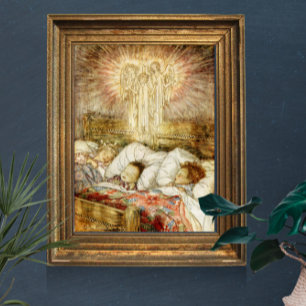 Nacht vor Weihnachten Kinder im Bett Poster