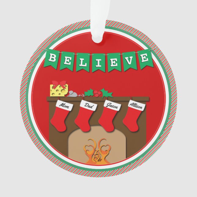 Nacht vor Weihnachten Küssen Mäuse ・ 4 Strumpf Ornament (Vorderseite)