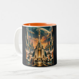 Nachtanbruch am Orbitaltor Zweifarbige Tasse