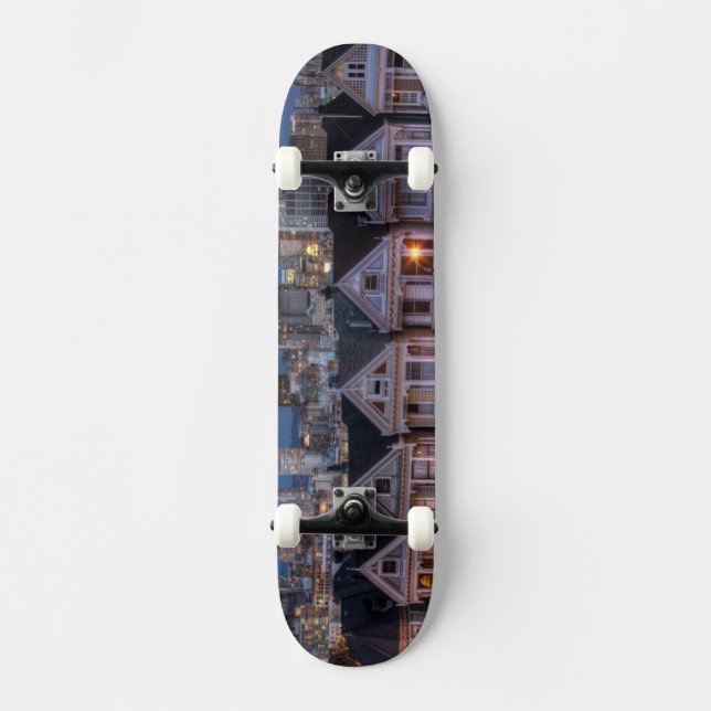 Nachtansicht "malte der Damen" Häuser Skateboard (Vorderseite)