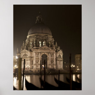 Nachtansicht über das Wasser von San Giorgio Maggi Poster