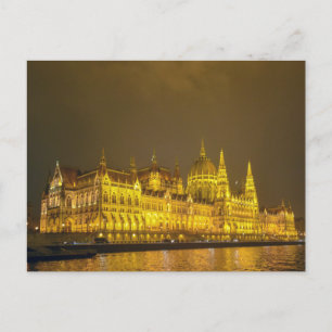 Nachtansicht, Ungarisches Parlament, Budapest Unga Postkarte