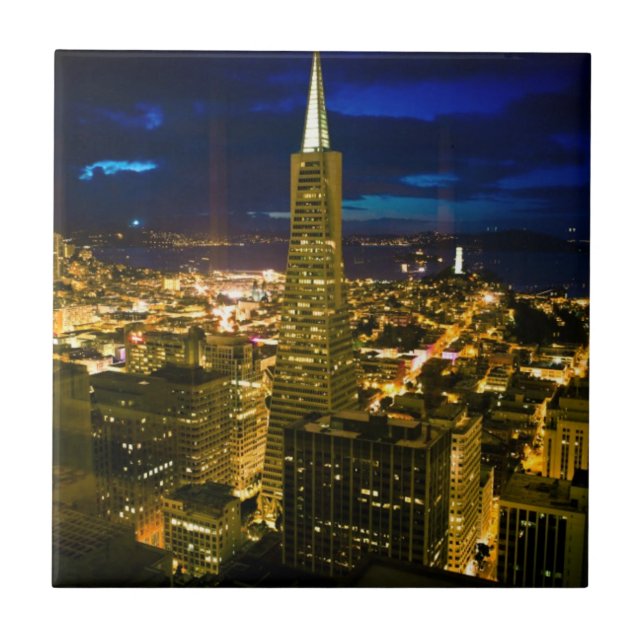 Nachtansicht von San Francisco. Fliese (Vorderseite)